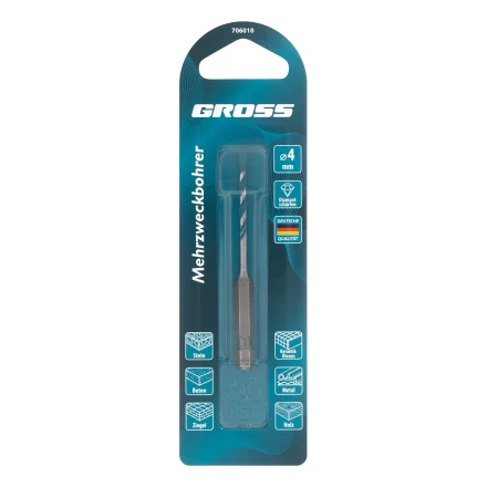 Сверло универсальное Gross, Multipurpose PRO, 6-гр. хвостовик, 4мм, 706010 купить в Надыме