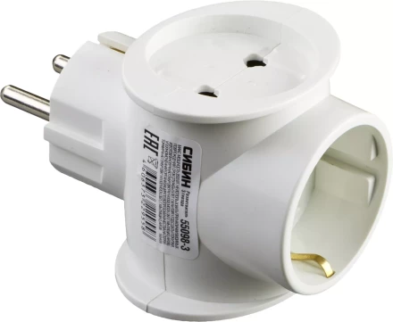 Разветвитель СИБИН электрический с заземлением, 3 гнезда, 16А/220В 55098-3 купить в Надыме