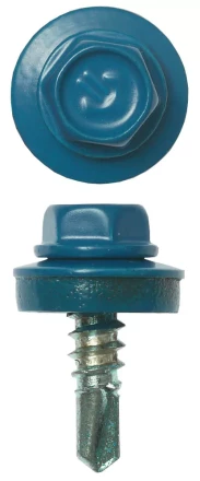 Саморезы ЗУБР окраш., RAL 5009 небесно-голуб., для крепл. кров. матер. к металл. констр., 5.5x19мм, 2500шт 4-300310-55-019-5009 купить в Надыме