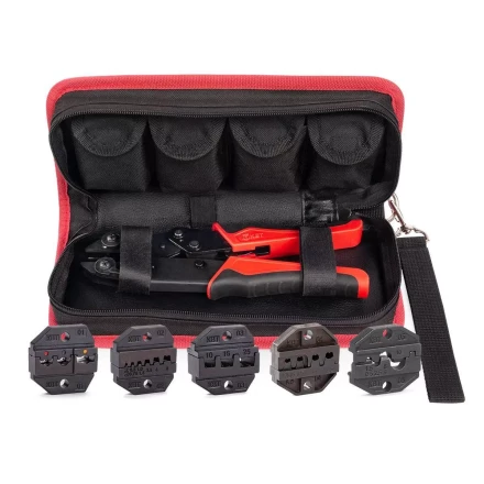 Пресс-клещи КВТ СТО+5 с 5 матрицами МПК для опрессовки разъемов, втулочных, изолированных и неизолированных наконечников (набор) (90777) купить в Надыме