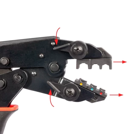 Пресс-клещи КВТ СТО+5 с 5 матрицами МПК для опрессовки разъемов, втулочных, изолированных и неизолированных наконечников (набор) (90777) купить в Надыме