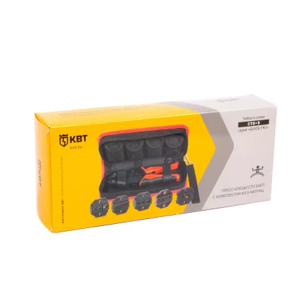 Пресс-клещи КВТ СТО+5 с 5 матрицами МПК для опрессовки разъемов, втулочных, изолированных и неизолированных наконечников (набор) (90777) купить в Надыме