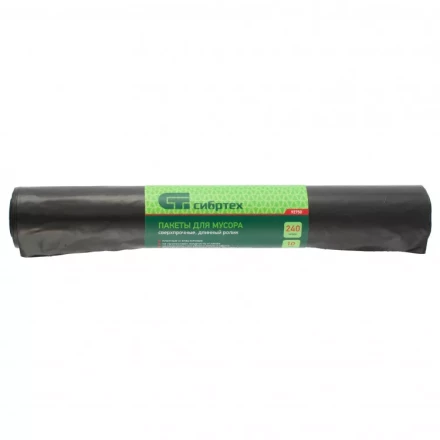 Пакеты для мусора 240 л x 10 шт пвд сверхпрочные длинный ролик Сибртех 92750 купить в Надыме