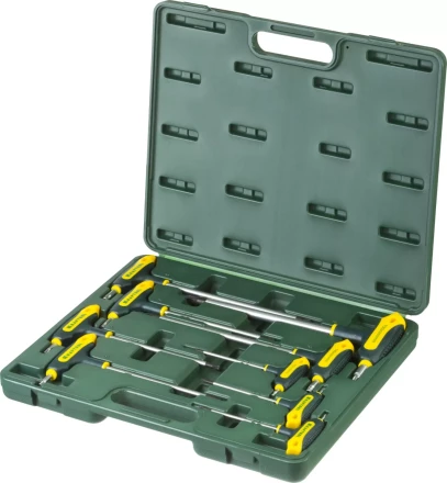 Набор KRAFTOOL Ключи "INDUSTRIE" имбусовые,Cr-Mo(S2),Т-образные,эргоном двухкомп рукоятка,TORX Hole 10-50,9 шт,в боксе 27455-H9 купить в Надыме