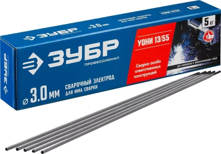 ЗУБР Д 3.0 х 350 мм, 5 кг в коробке, УОНИ 13/55 с основным покрытием, электрод сварочный, Профессионал (40025-3.0) купить в Надыме
