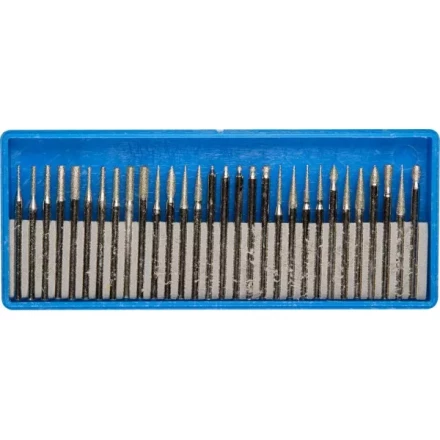 Набор ЗУБР: Мини-насадки с алмазным напылением в пластиковом боксе, P=180, хвостовик d=3мм, 30 предметов 33383-H30 купить в Надыме