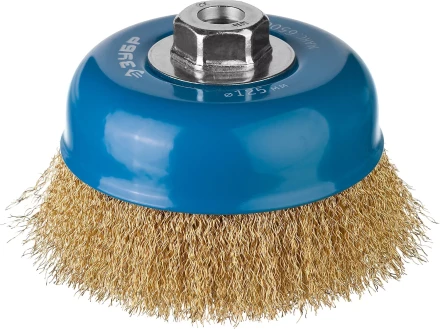 ЗУБР "ПРОФЕССИОНАЛ". Щетка чашечная для УШМ, витая латунированная стальная проволока 0,3мм, 125ммхМ14 3526-125_z02 купить в Надыме