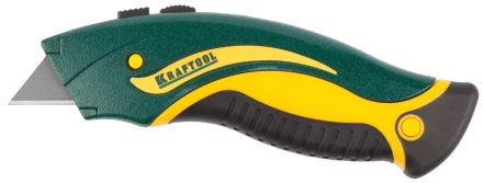 Нож "WERK" металлический, KRAFTOOL 09241, с запасными выдвижным трапец лезвиями, 5шт, усил корпус, быстрая замена лезвия, тип "А24",19мм 09241_z01 купить в Надыме