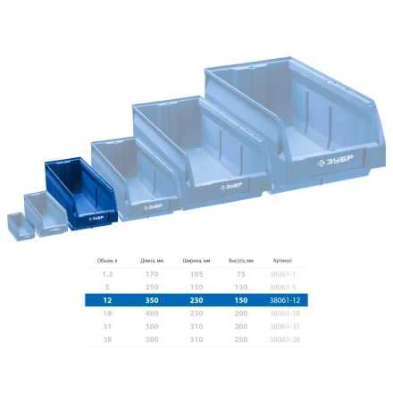 ЗУБР ЛСК-12, 12 л, 350 х 230 х 150 мм, складской лоток, Профессионал (38061-12) купить в Надыме