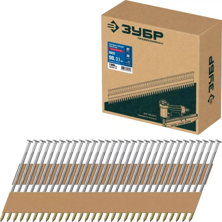 ЗУБР SN21 90 х 3.1 мм, реечные гвозди рифленые оцинкованные, 2010 шт(305396-90) купить в Надыме