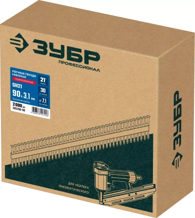 ЗУБР SN21 90 х 3.1 мм, реечные гвозди рифленые оцинкованные, 2010 шт(305396-90) купить в Надыме
