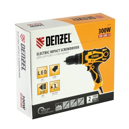 Дрель-шуруповерт сетевая ударная Denzel 26211, ISD-300-13 купить в Надыме