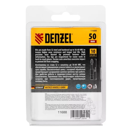 Бита IMPACT, PH1x50 мм, лазерная обработка шлица, сталь S2, 10 шт., Е 6,3 Denzel 11688 купить в Надыме
