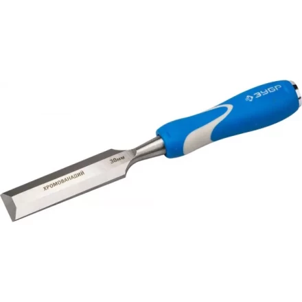 Стамеска ЗУБР "ЭКСПЕРТ" с ударопрочной двухкомпонетной ручкой и стальным затыльником для ударных работ, 30мм 18097-30 купить в Надыме