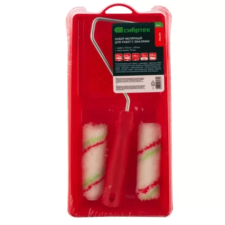 Малярный набор для работ с эмалями: кювета 150 мм х 290 мм и мини-валик 110 мм Сибртех 80453 купить в Надыме