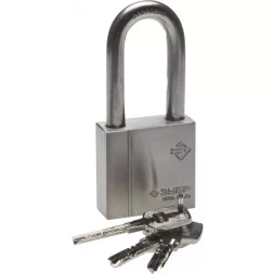 Замок ЗУБР "ЭКСПЕРТ" навесной, нержавеющая сталь (корпус и дужка), удлиненная закаленная дужка, 50мм 37290-50-1