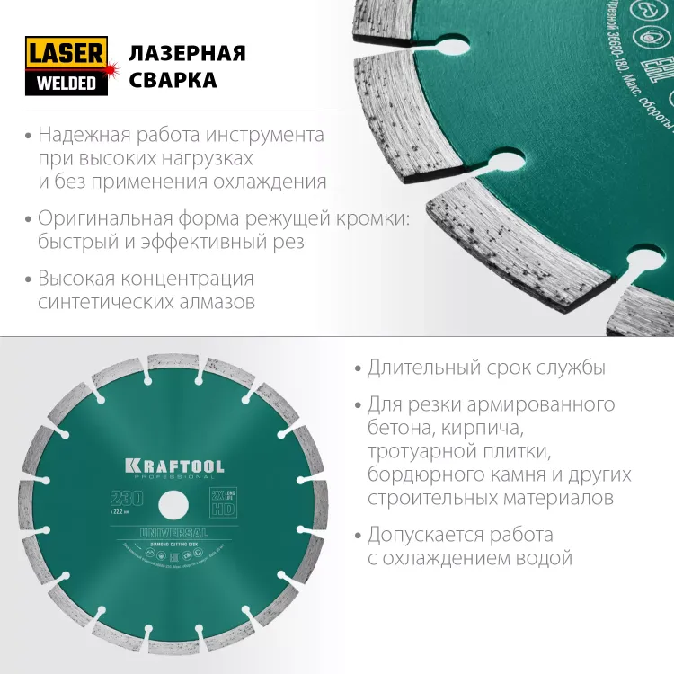 Диск алмазный отрезной для УШМ UNIVERSAL 36680-230 купить в Надыме