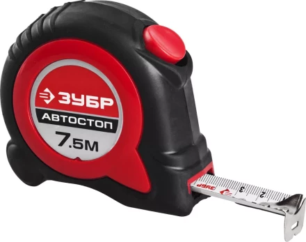 Рулетка ЗУБР "МАСТЕР", двухкомпонентный корпус, автостоп, 7,5м/25мм 34052-08-25 купить в Надыме