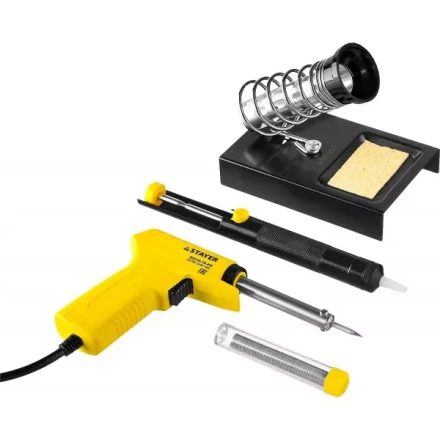 Набор для паяльных работ STAYER "PROFI" PROTerm, 55315-70-H4 паяльник 55307 + подставка + припой + шприц, 60 Вт 55315-70-H4 купить в Надыме