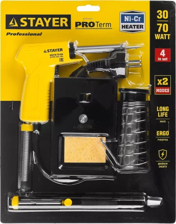 Набор для паяльных работ STAYER "PROFI" PROTerm, 55315-70-H4 паяльник 55307 + подставка + припой + шприц, 60 Вт 55315-70-H4 купить в Надыме