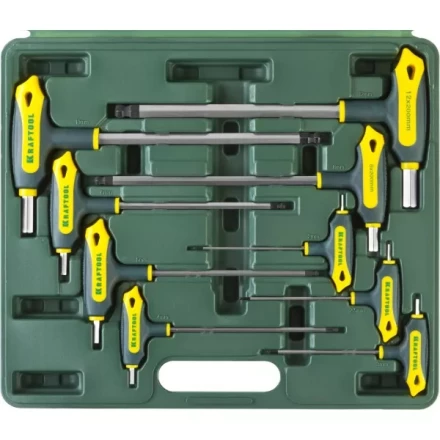 Набор KRAFTOOL Ключи "INDUSTRIE" имбусовые,Cr-Mo(S2),Т-образные, эргоном двухкомп рукоятка,HEX,с шариком,9 шт,в боксе 27454-H9 купить в Надыме