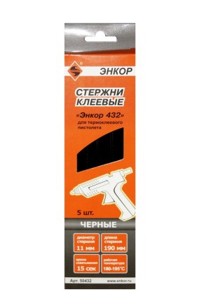 Стержень клеевой 11х190мм ЭНКОР 432 5шт черный 50432 купить в Надыме