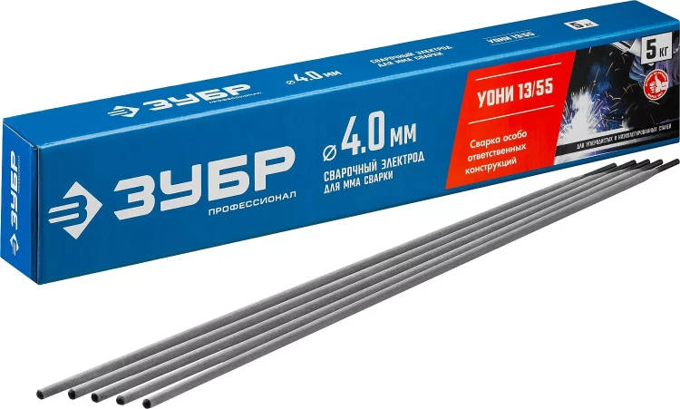 ЗУБР Д 4.0 х 450 мм, 5 кг в коробке, УОНИ 13/55 с основным покрытием, электрод сварочный, Профессионал (40025-4.0) купить в Надыме