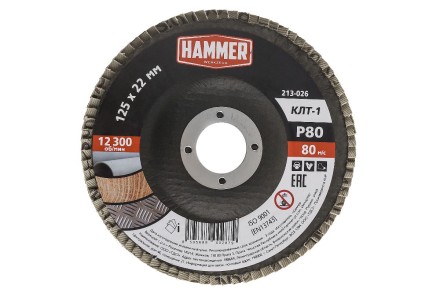 Круг Лепестковый Торцевой (КЛТ) HAMMER КЛТ 1 Ф125х22 Р80 213-026 купить в Надыме