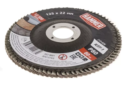 Круг Лепестковый Торцевой (КЛТ) HAMMER КЛТ 1 Ф125х22 Р80 213-026 купить в Надыме