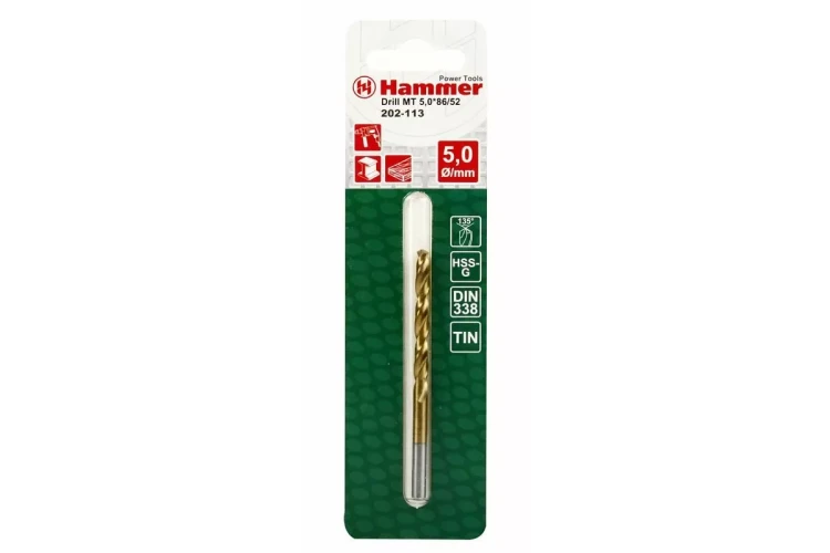 Сверло по металлу HAMMER Ф5х86мм (DR MT 5,0мм*86/52мм) купить в Надыме