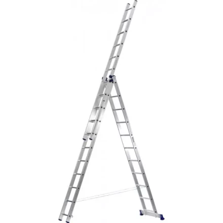 Лестница СИБИН универсальная, трехсекционная со стабилизатором, 11 ступеней 38833-11 купить в Надыме