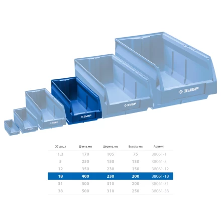 ЗУБР ЛСК-18, 18 л, 400 х 230 х 200 мм, складской лоток, Профессионал (38061-18) купить в Надыме