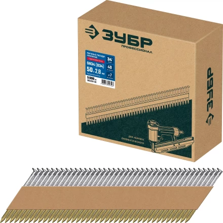 ЗУБР SN34 (D34) 50 х 2.8 мм, реечные гвозди рифленые оцинкованные, 5000 шт (305399-50) купить в Надыме