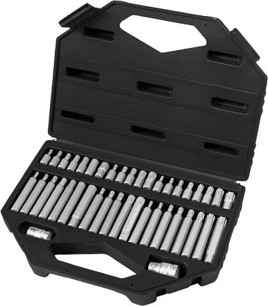 Набор бит HEX, TORX, SPLINE, хвостовик-шестигранник 1/2",CrV, 42шт  STELS 11318 купить в Надыме