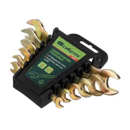 Набор ключей рожковых 6-17 мм, 6 шт, желтый цинк Сибртех 15279 купить в Надыме