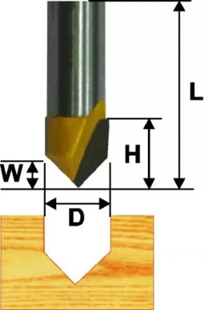 Фреза пазовая галтельная ф6,35 мм V-обр 90 град. хвостовик 8 мм Энкор 46094 купить в Надыме
