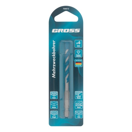 Сверло универсальное Gross, Multipurpose PRO, 6-гр. хвостовик, 6мм, 706012 купить в Надыме