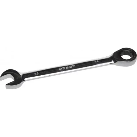 Ключ ЗУБР "ПРОФИ" гаечный комбинированный трещоточный, Cr-V сталь, хромированный, 14мм 27074-14 купить в Надыме