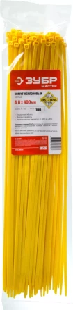 Хомуты нейлоновые ЗУБР "МАСТЕР" желтые, 4,8 мм x 400 мм, 100 шт 309050-48-400 купить в Надыме