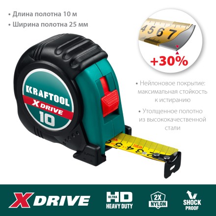 Рулетка с ударостойким обрезиненным корпусом 34122-10 купить в Надыме