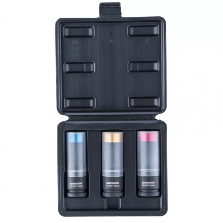 Набор головок ударных шестигранных для колесных дисков 17 19 21 мм 1/2" 3 предмета Gross 13196 купить в Надыме