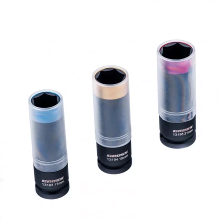 Набор головок ударных шестигранных для колесных дисков 17 19 21 мм 1/2" 3 предмета Gross 13196 купить в Надыме