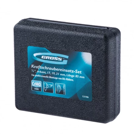 Набор головок ударных шестигранных для колесных дисков 17 19 21 мм 1/2" 3 предмета Gross 13196 купить в Надыме