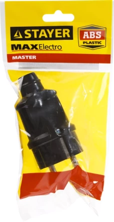 Вилка MAXElectro электрическая, 16А/220В, с заземлением, черная, STAYER 55160-B купить в Надыме