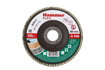 Круг Лепестковый Торцевой (КЛТ) HAMMER КЛТ 1 Ф125х22 Р100 213-021 купить в Надыме