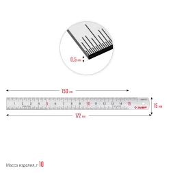 ЗУБР Про-15, длина 0.15 м, усиленная нержавеющая линейка, Профессионал (34280-015)