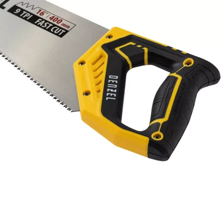 Ножовка по дереву, 400 мм, 9 TPI, зуб 3D, двухкомпонентная рукоятка Denzel 24145 купить в Надыме