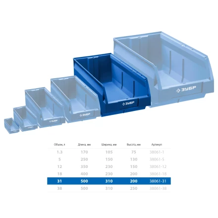 ЗУБР ЛСК-31, 31 л, 500 х 310 х 200 мм, складской лоток, Профессионал (38061-31) купить в Надыме