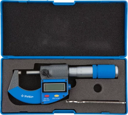 Микрометр ЗУБР "ЭКСПЕРТ" гладкий цифровой, МКЦ 25, диапазон 0-25мм, шаг измерения 0,001мм 34482-25_z01 купить в Надыме