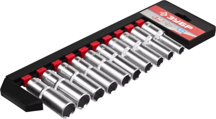 Набор ЗУБР "МАСТЕР": Торцовые головки (1/2") удлиненные на пластиковом рельсе, Cr-V, 10-19мм, 10 предметов 27653-H10 купить в Надыме